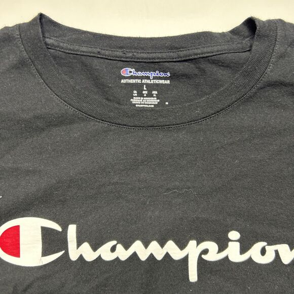 Champion Long Sleeve Crew Neck Black Shirt Men Size Large - Picture 5 of 10